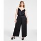  Plus Size Rhinestone-Strap Jumpsuit – Black, 1X