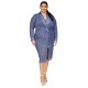  Plus Size Twist-Front Collared Shirt Dress – Blueberry, 2X