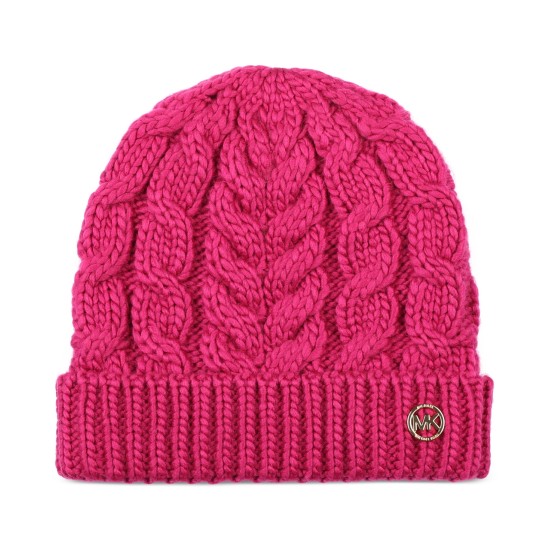  Women’s Moving Cables Knit Hat – Deep Fuchsia