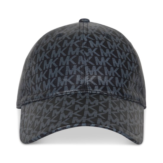  Women’s Printed Leather Baseball Cap – Black