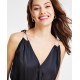  Women’s Rhinestone-Strap Surplice Jumpsuit – Black, X-Large