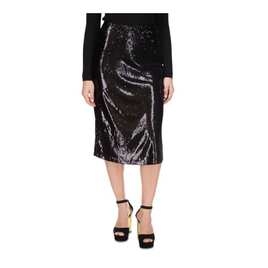  Women’s Sequin A-line Skirt, Black, Large