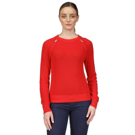  Women’s Shaker Sweater – Crimson Red, Small