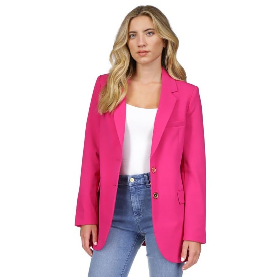  Women’s Two-Button Boyfriend Blazer, Regular & Petite – Deep Fuchsia, 4