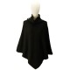  Women’s Wide-Rib Button Turtleneck Poncho – Black