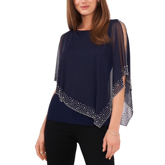  Women’s Beaded Overlay Cape Top