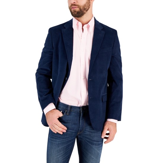  Men’s Modern-Fit Active Stretch Corduroy Sport Coat, Blue, 42L