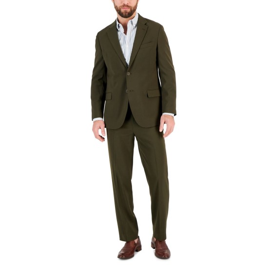  Mens Modern-Fit Bi-Stretch Fashion Suit, Olive, 40L