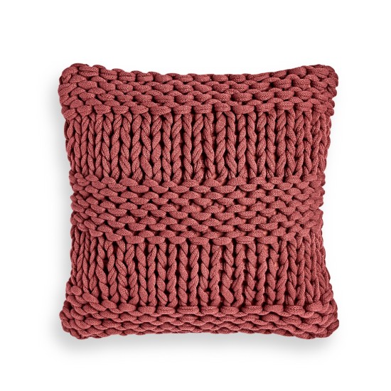  Chunky Knit Decorative Pillow, 18″ x 18″, Red