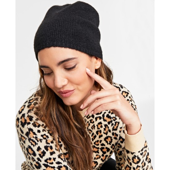  Women’s Slouchy Solid Beanie, Black