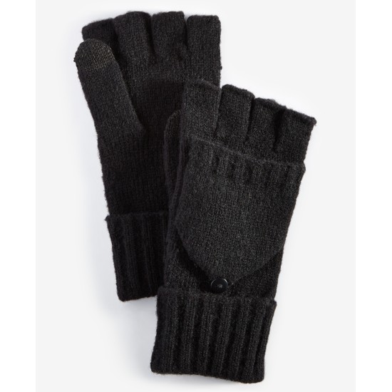  Women’s Wide-Ribbed Pop Top Gloves, Black