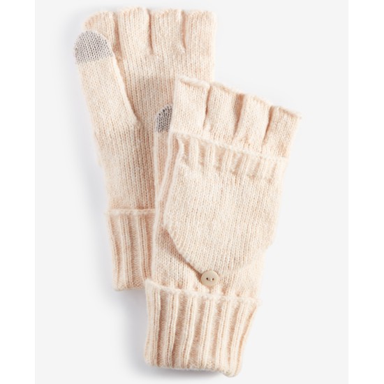  Women’s Wide-Ribbed Pop Top Gloves, Oat