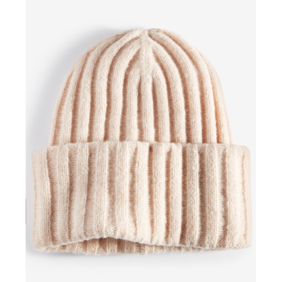  Women’s Wide-Ribbed Solid Beanie,Oat