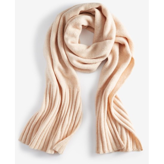  Women’s Wide-Ribbed Solid Knit Scarf, Oat