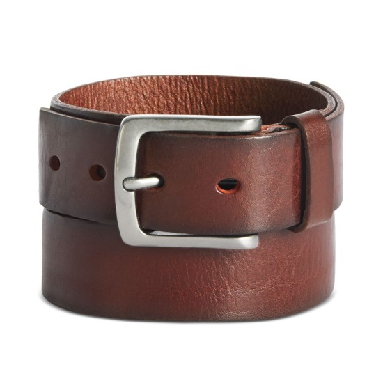  Men’s Casual Leather Belt, Brown, 42