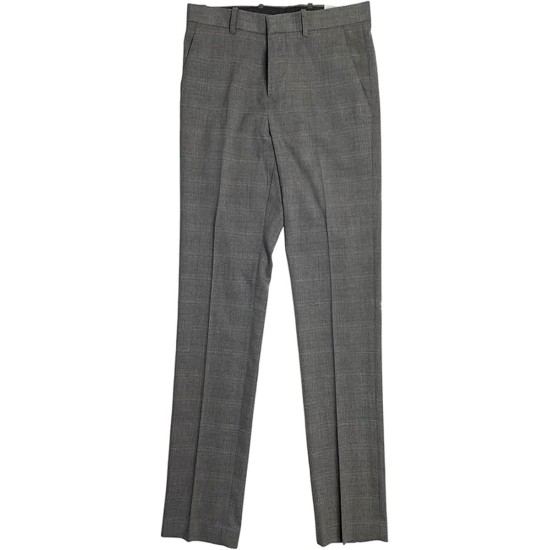  Men’s Slim Fit Stretch Non Iron Dress Pants, Grey Plaid, 30×32