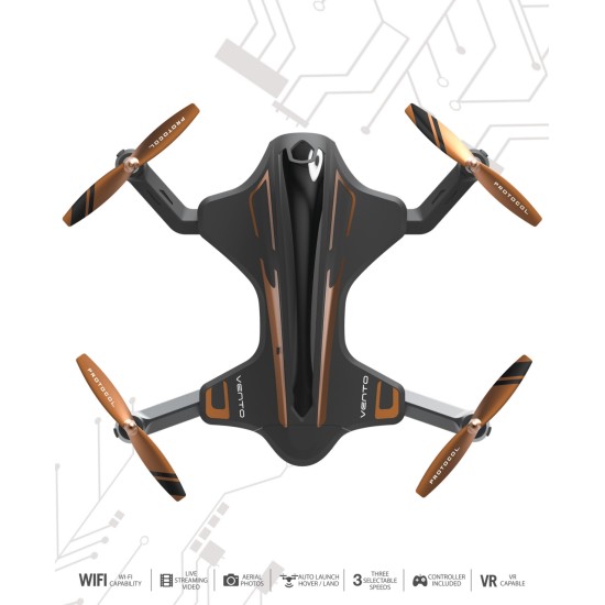  Vento Wifi Drone with Live Streaming Camera – Black