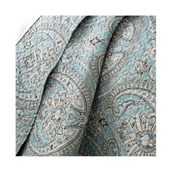  Classic Paisley 3-Piece Quilt and Sham Set Bedding, King/California King, Blue