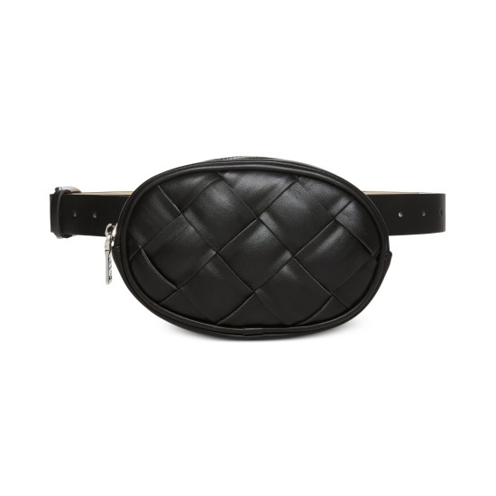  Basket Weave Belt Bag, Black,Small