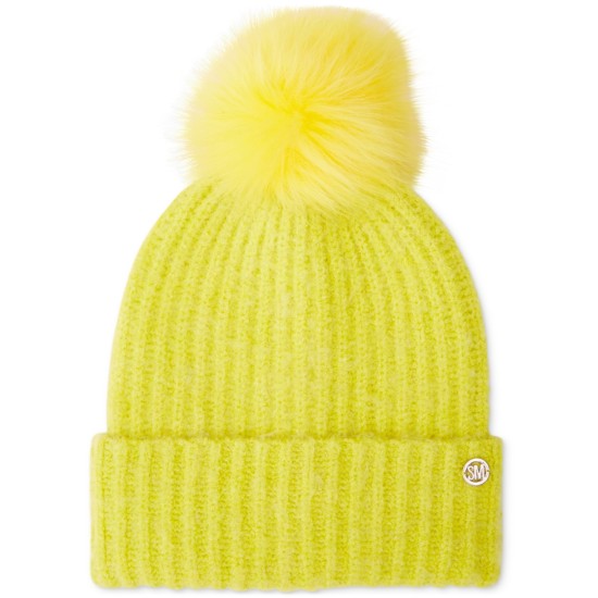  Women’s Heathered Rib Knit Beanie, Sulphur