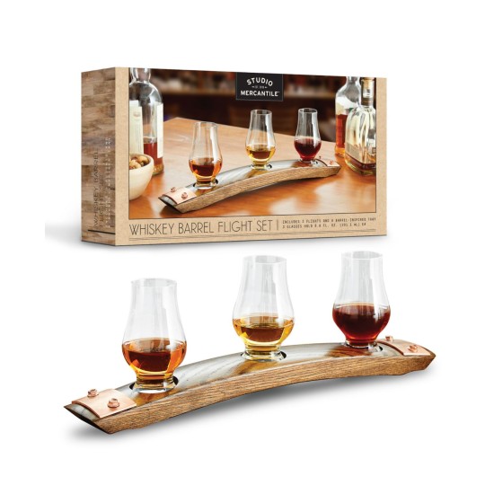  Whiskey Barrel Tasting Flight Set, 4 Pieces