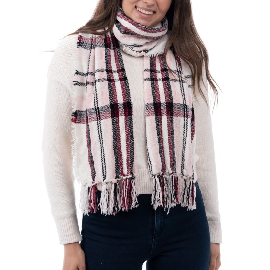 Style & Co Women’s Chenille Plaid Fringe-Trim Scarf, Ivory