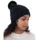 Style & Co Women’s Faux-Fur Pom Pom Shimmer Beanie, Black