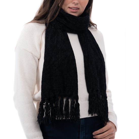 Style & Co Women’s Fringe-Trim Chenille Scarf, Black