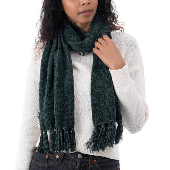 Style & Co Women’s Fringe-Trim Chenille Scarf, Dark Green