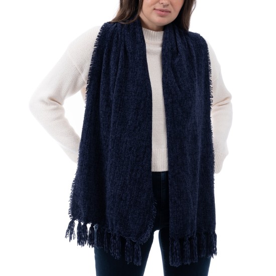 Style & Co Women’s Fringe-Trim Chenille Scarf, Navy