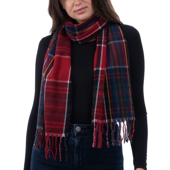 Style & Co Women’s Soft Plaid Fringe-Trim Scarf, Red