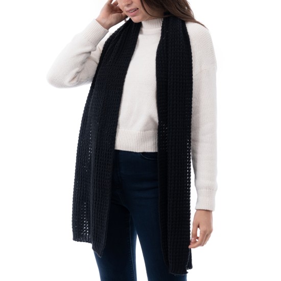 Style & Co Women’s Solid Waffle-Knit Scarf, Black