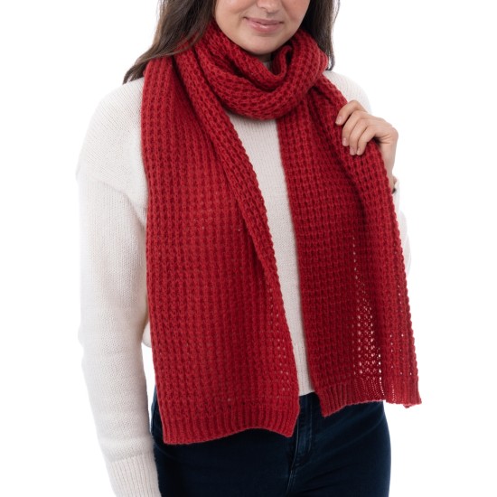 Style & Co Women’s Solid Waffle-Knit Scarf, Red