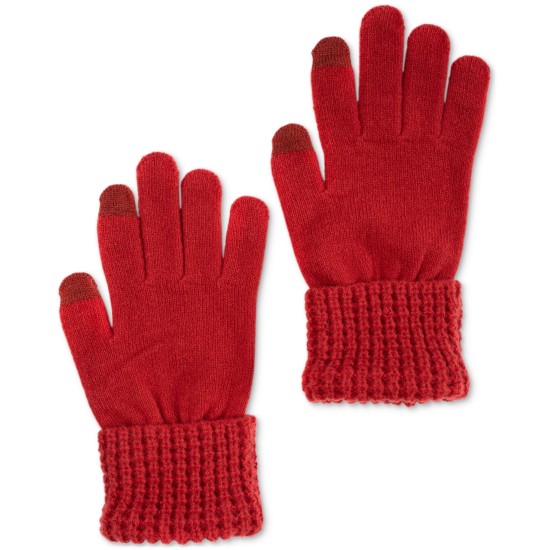 Style & Co Women’s Waffle-Knit Cuff Solid Gloves,Red