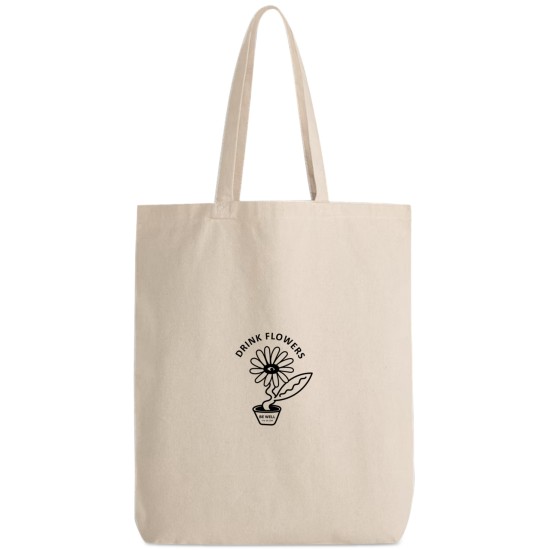  Cotton Canvas Joyful Life Graphic Tote Bag – Beige Khaki