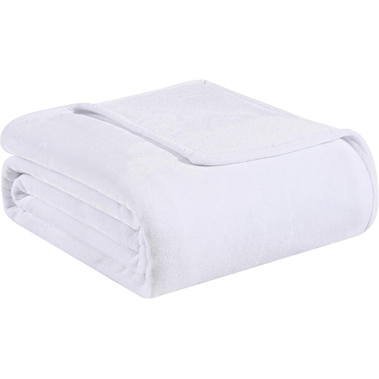 Tommy Bahama Solid Ultra Soft Plush Fleece Blanket, King – White