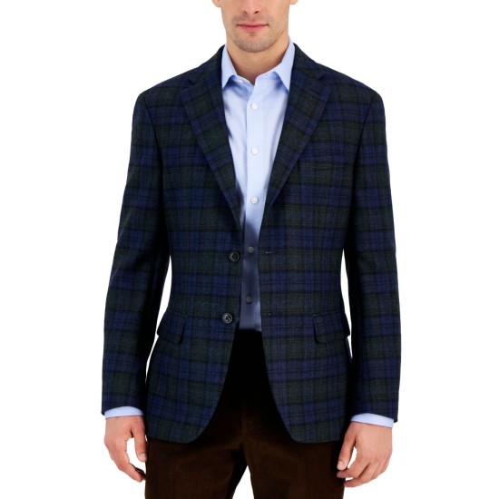  Men’s Modern Fit All Wool Sport Coat Blazer, Blue Green, 38R