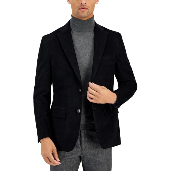  Men’s Modern Fit Corduroy Sport Coat Blazer, Black, 36R