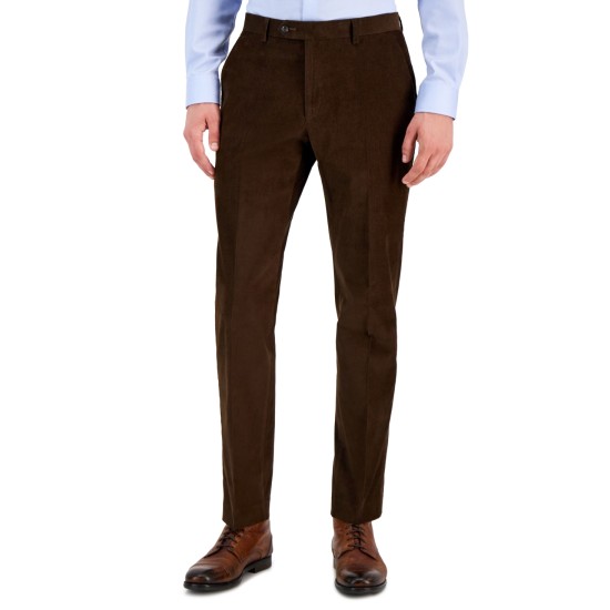  Men’s Modern-Fit Solid Corduroy Pants, Brown, 36×32