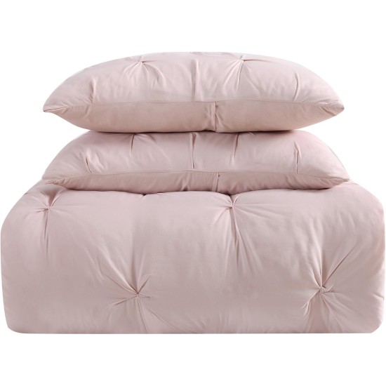  Everyday CS1969BSKG-1500 Pleated Comforter Set, Blush, King