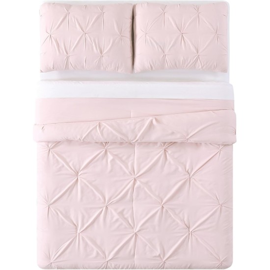  Everyday CS1969BSKG-1500 Pleated Comforter Set, Blush, King