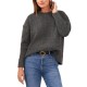  Women’s Crew Neck with Waffle Stretch Sweaters, Heather Grey, X-Large