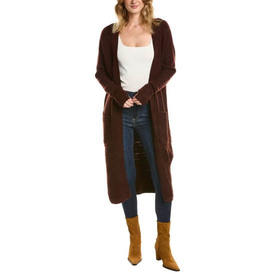  Women’s Long Cozy Open-Front Cardigan Sweater – Port, Medium