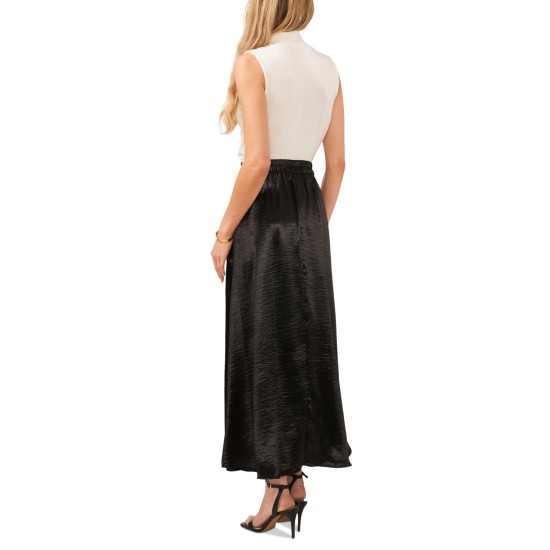  Women’s Textured a-Line Maxi Skirt – Rich Black, X-Large