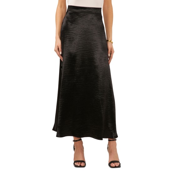  Women’s Textured a-Line Maxi Skirt – Rich Black, X-Large