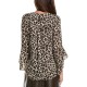  Womens V-Neck Flutter Sleeve Elegant Leopard Blouse, Animal, Small