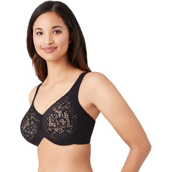  Women’s Plus Size Halo Lace Full Coverage Underwire Bra, Black , 40DDD