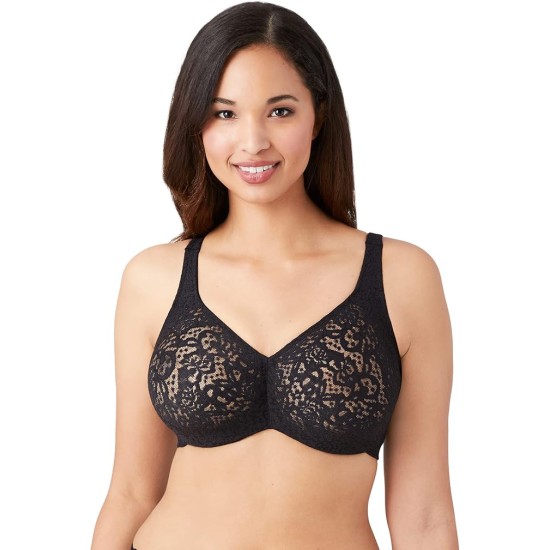  Women’s Plus Size Halo Lace Full Coverage Underwire Bra, Black , 40DDD