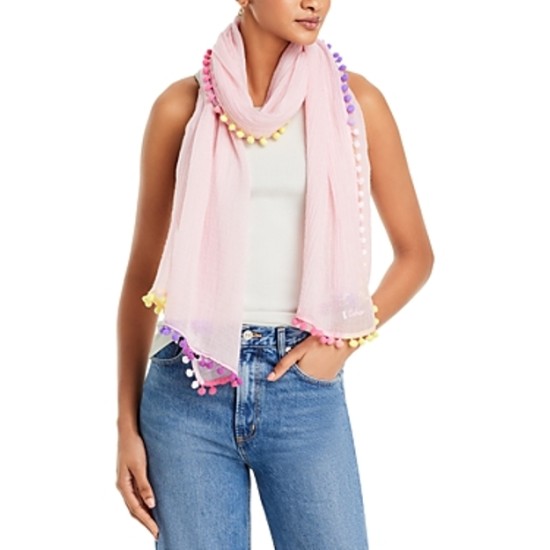  Gumball Pompom Wrap Scarf, Pink