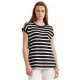  Striped Short Sleeve Sweater,Black, Medium